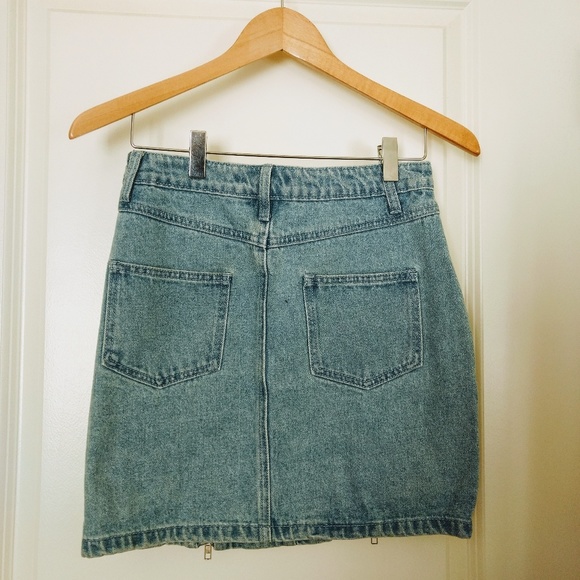 Double Zip Denim Jean Mini Skirt - Picture 5 of 6
